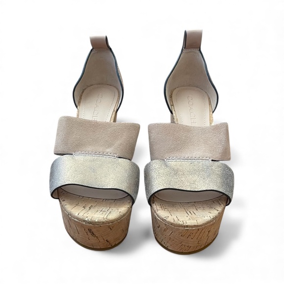 Coach Women’s ISLA Metallic Platform Wedge Sandals Cork Sz 7 - Picture 3 of 9
